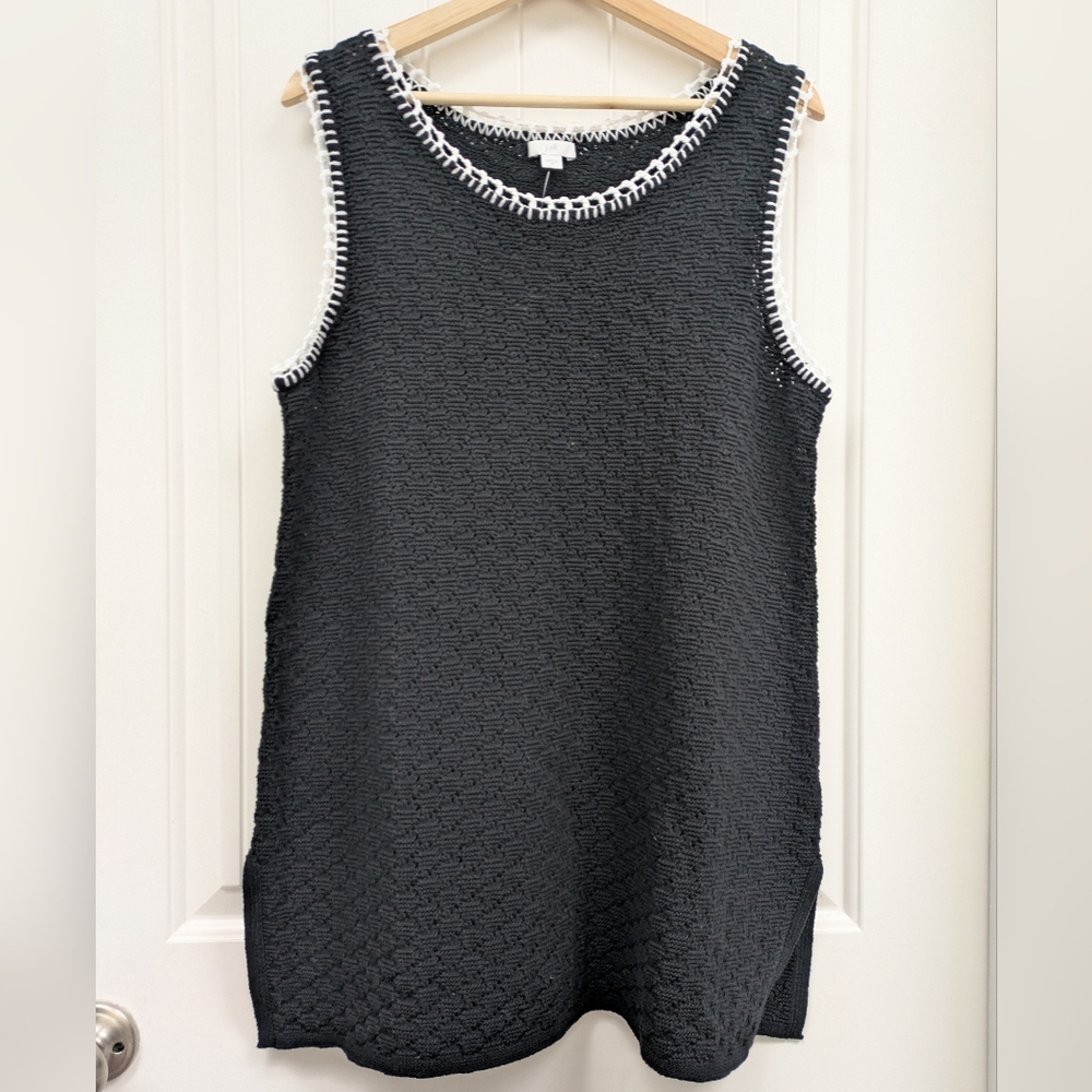 J. Jill Hand Embroidered Trim Sleeveless Sweater Tunic